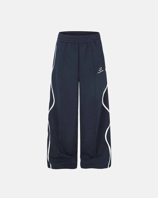 Omygoods Wave Stripe Wide-Leg Sweatpants