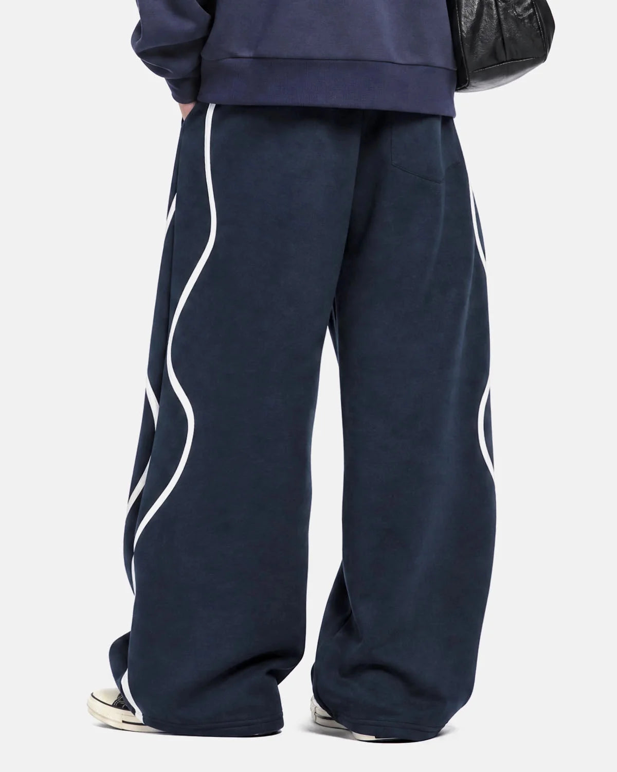 Omygoods Wave Stripe Wide-Leg Sweatpants