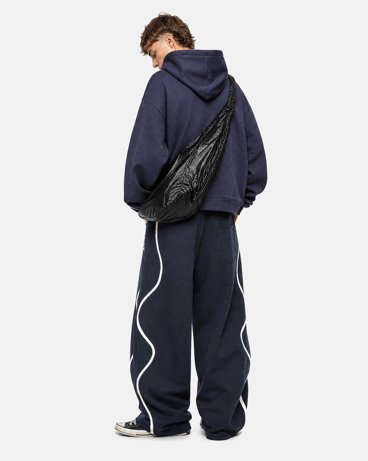 Omygoods Wave Stripe Wide-Leg Sweatpants