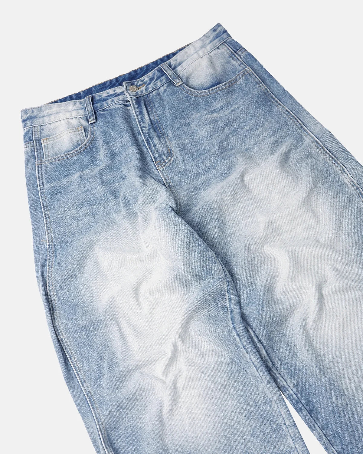 Omygoods Wave Washed Baggy Jeans