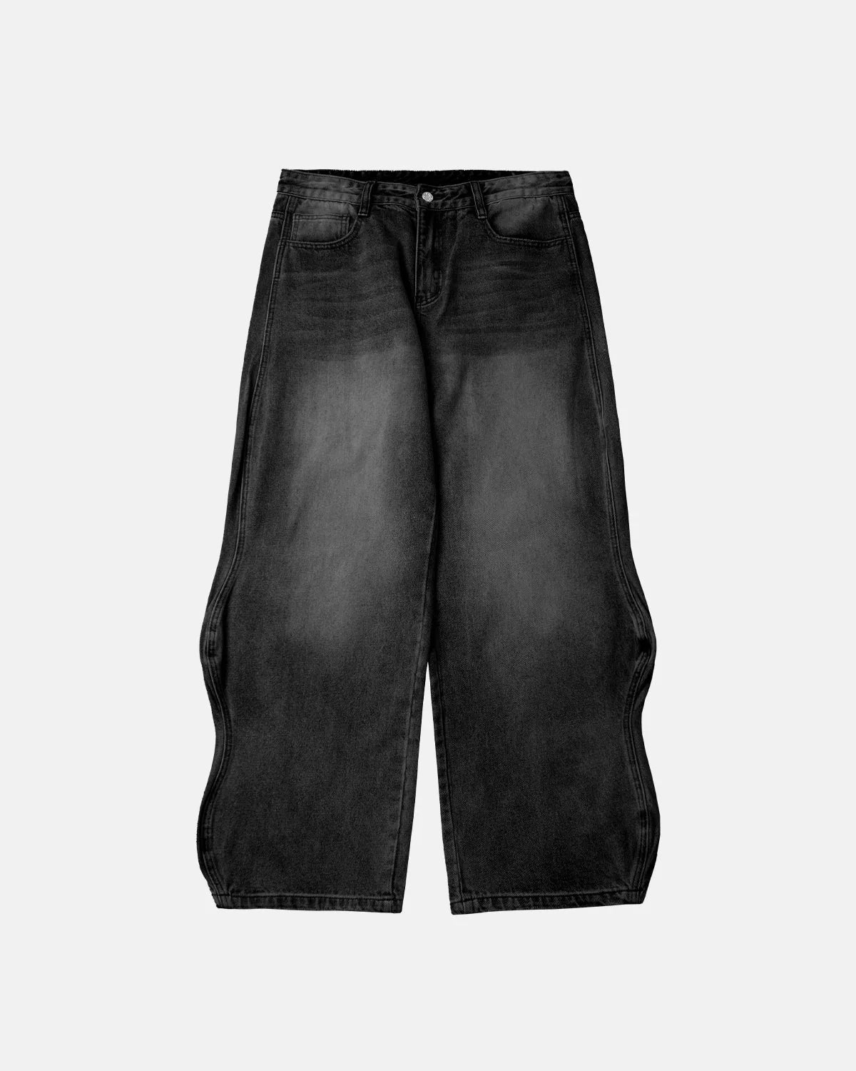 Omygoods Wave Washed Baggy Jeans