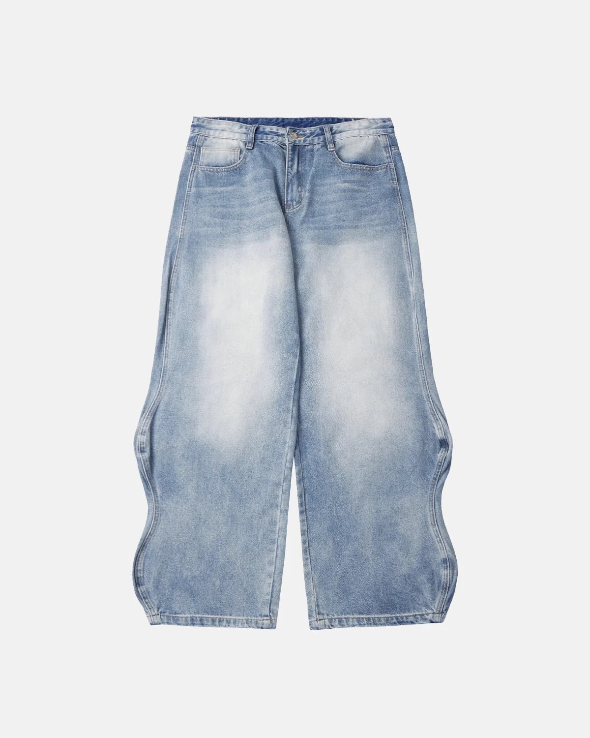 Omygoods Wave Washed Baggy Jeans