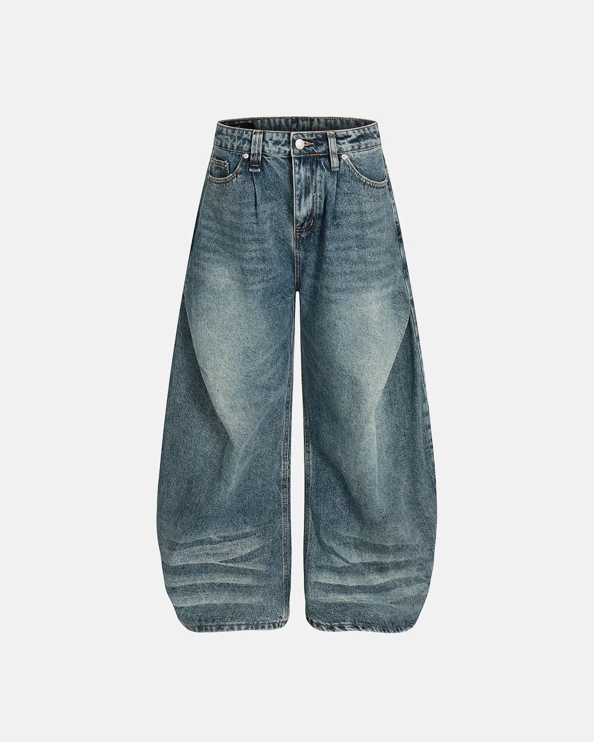 Omygoods Whisker Acid Washed Barrel Jeans