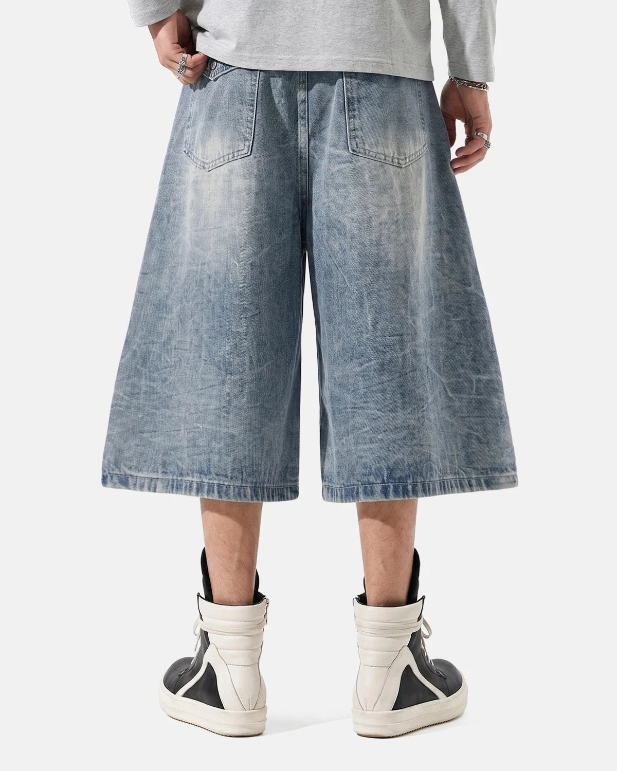Omygoods Whisker Wash Baggy Jorts
