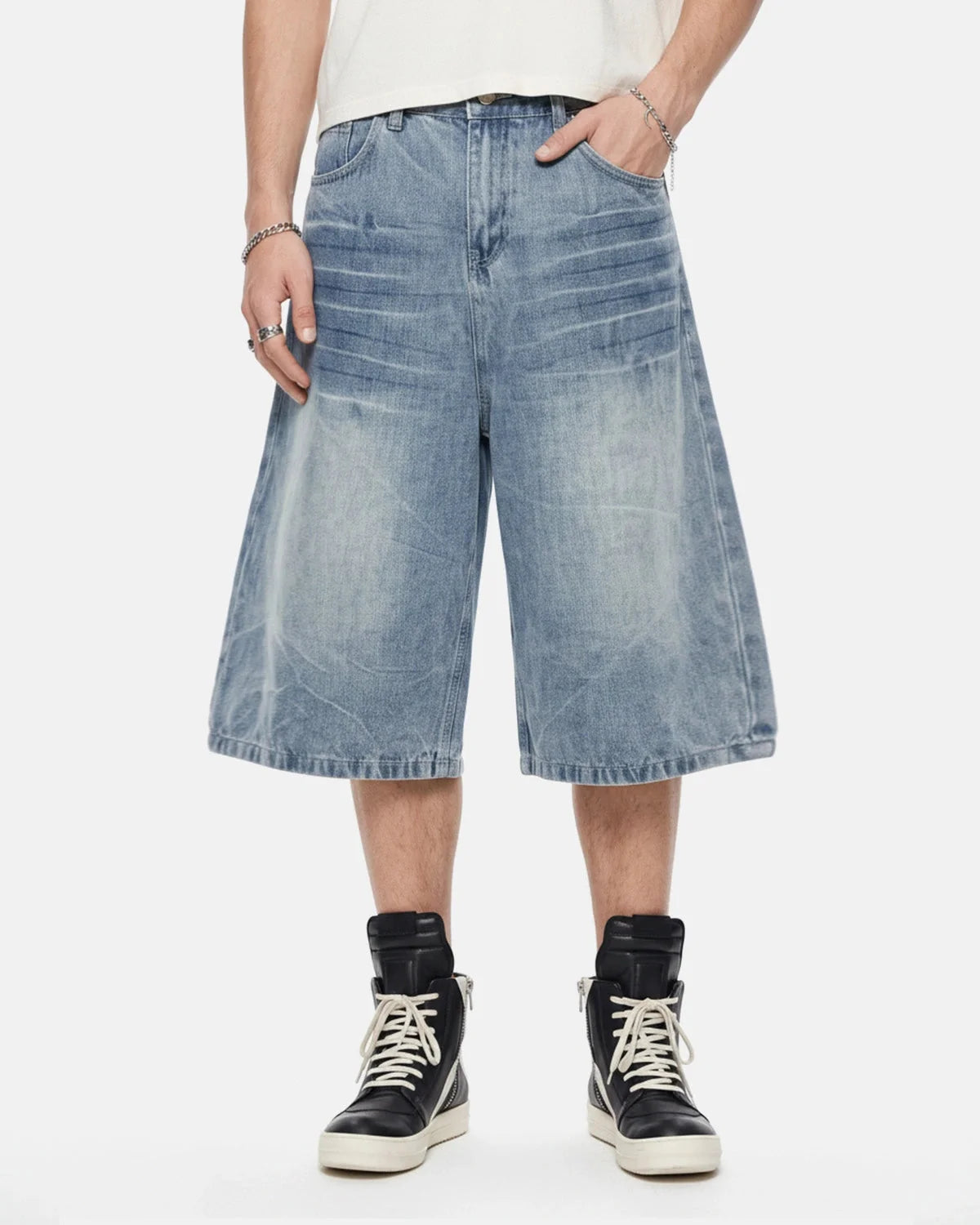 Omygoods Whisker Wash Baggy Jorts
