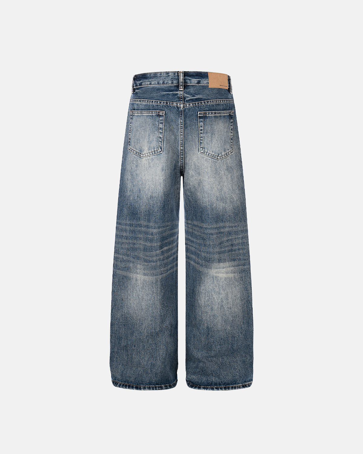 Omygoods Whisker Wash Distressed Baggy Jeans