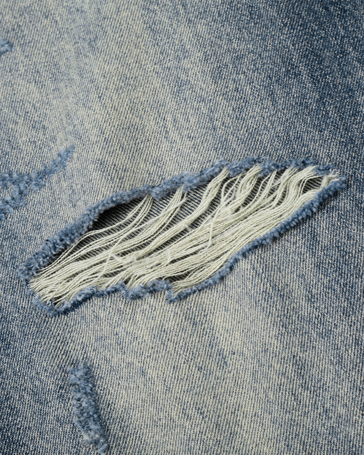 Omygoods Whisker Wash Distressed Baggy Jeans