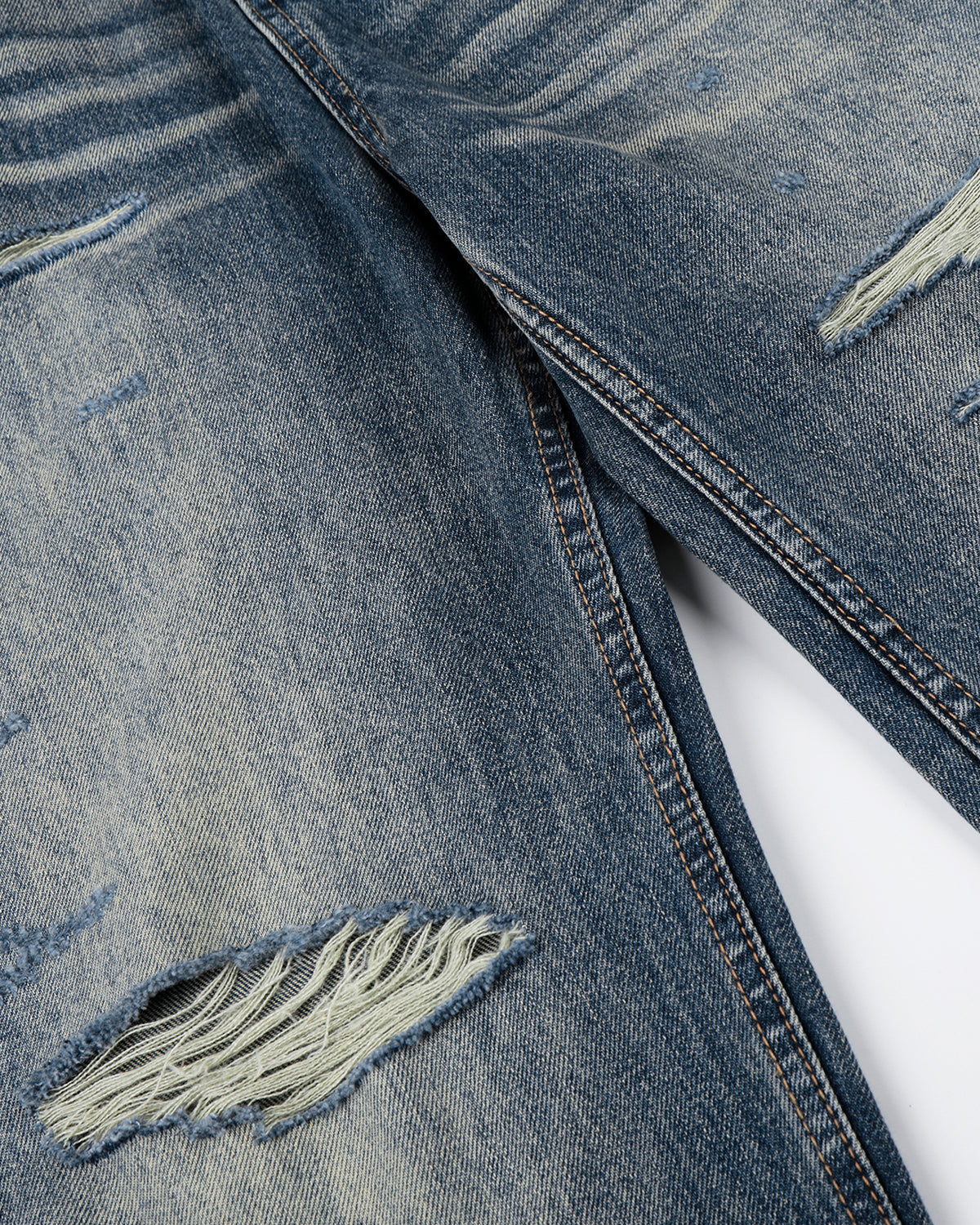 Omygoods Whisker Wash Distressed Baggy Jeans
