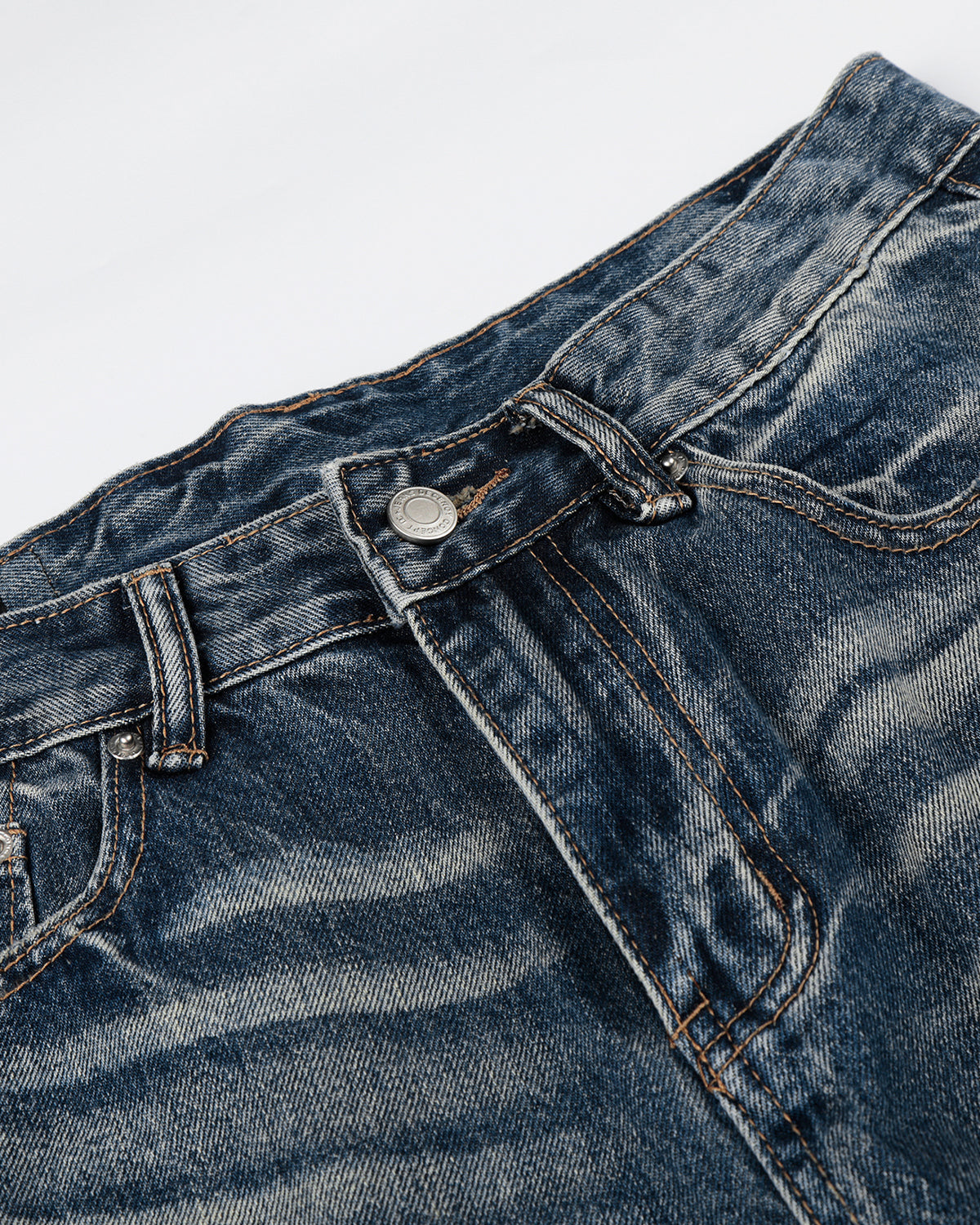 Omygoods Whisker Wash Distressed Baggy Jeans