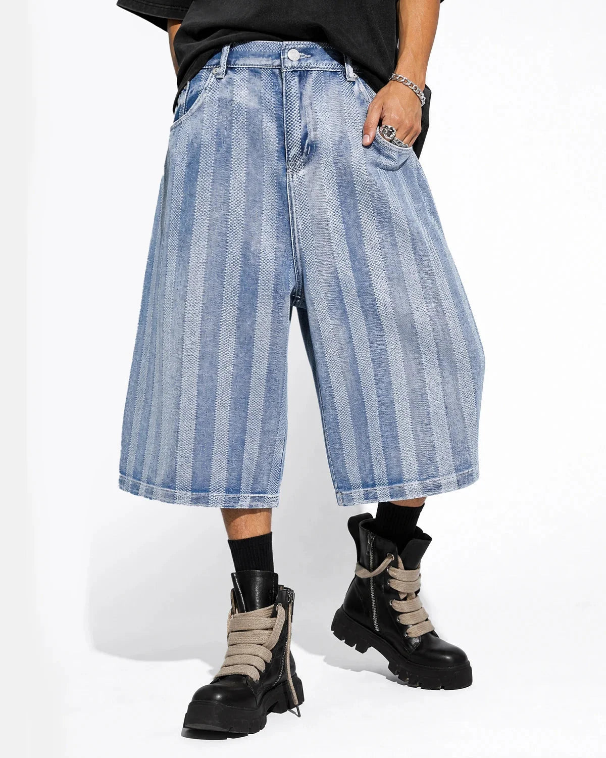 Omygoods Woven Texture Baggy Jorts