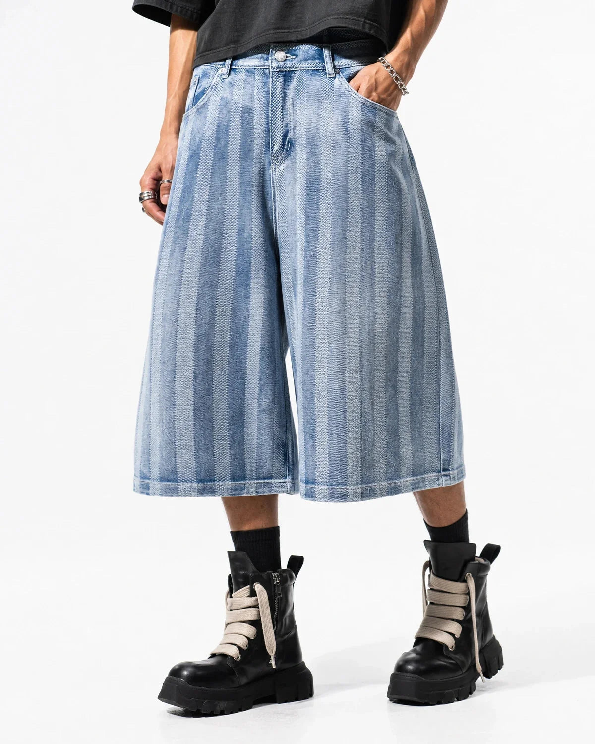 Omygoods Woven Texture Baggy Jorts