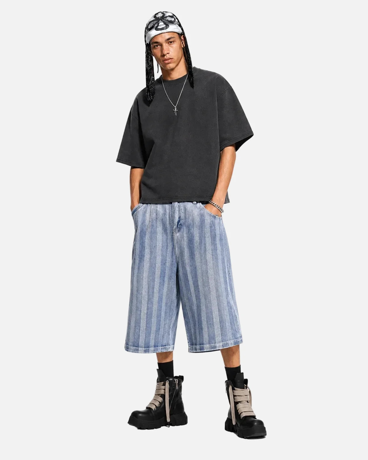 Omygoods Woven Texture Baggy Jorts