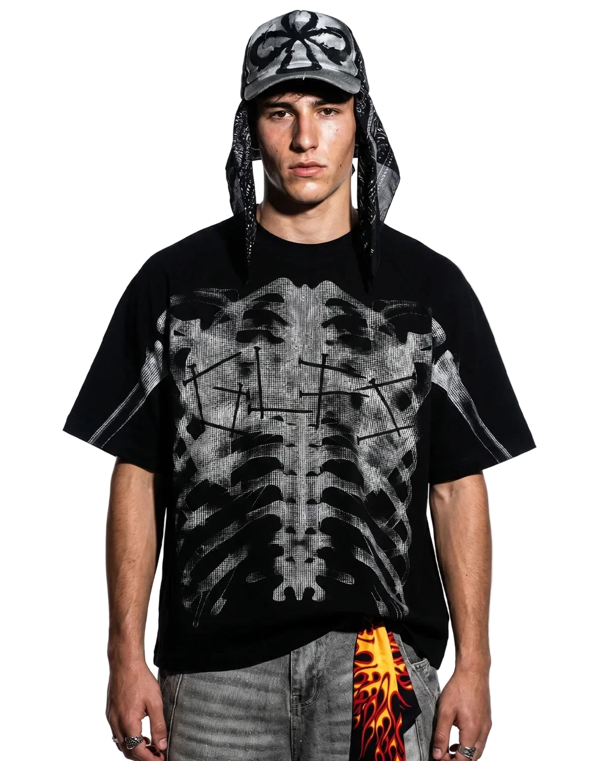 Omygoods Pink X-Ray Skeleton Boxy T-Shirt