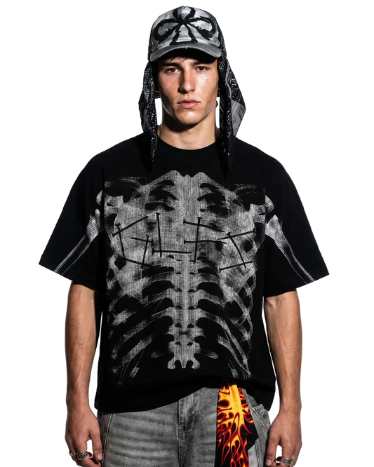 Omygoods Pink X-Ray Skeleton Boxy T-Shirt