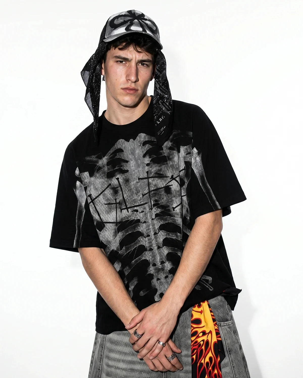 Omygoods Pink X-Ray Skeleton Boxy T-Shirt