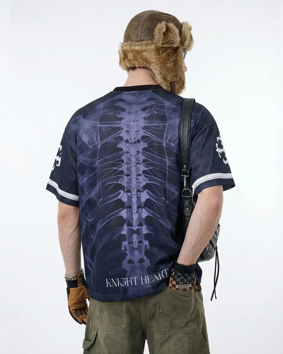 Omygoods X-Ray Skeleton Graphic Mesh Jersey
