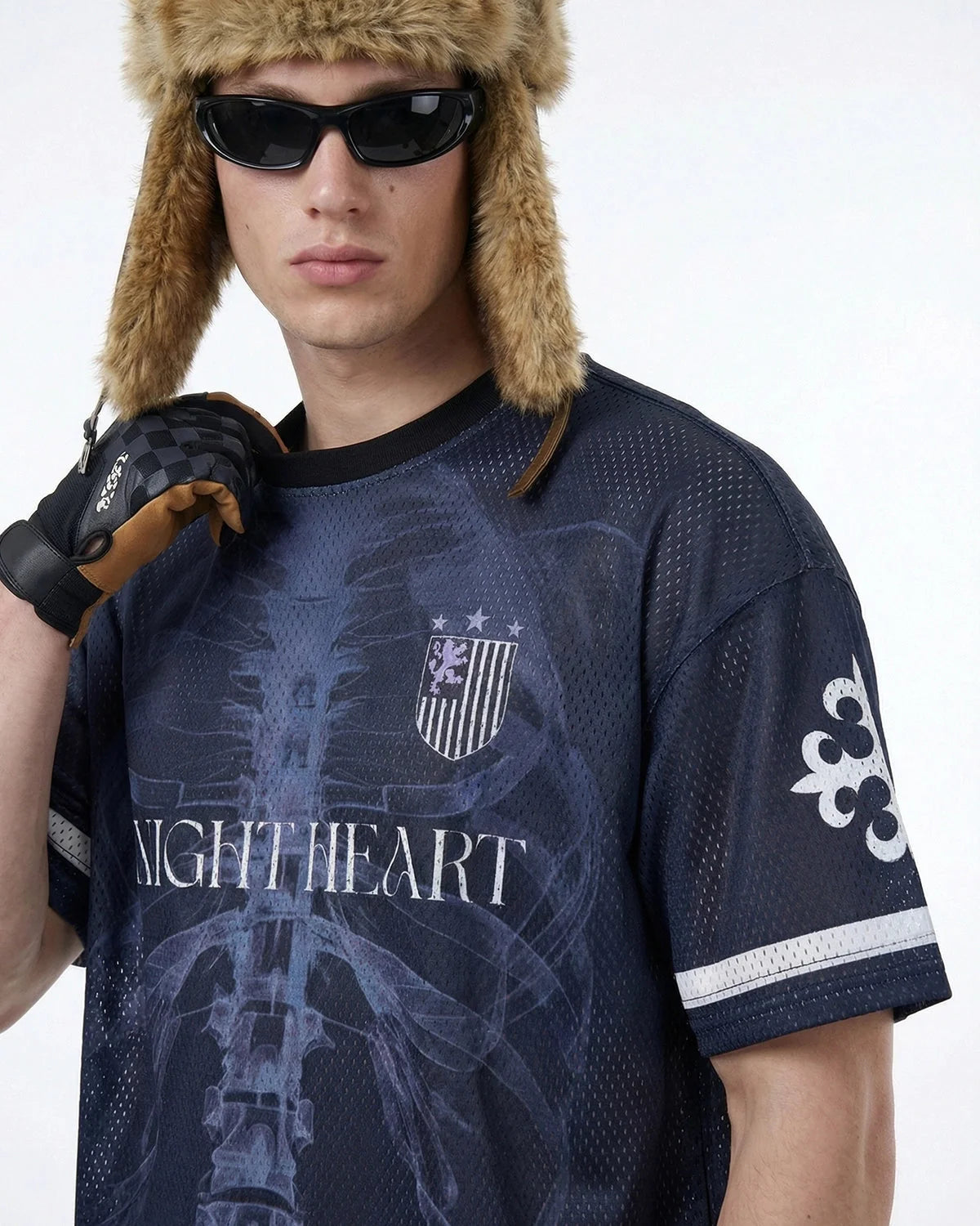 Omygoods X-Ray Skeleton Graphic Mesh Jersey