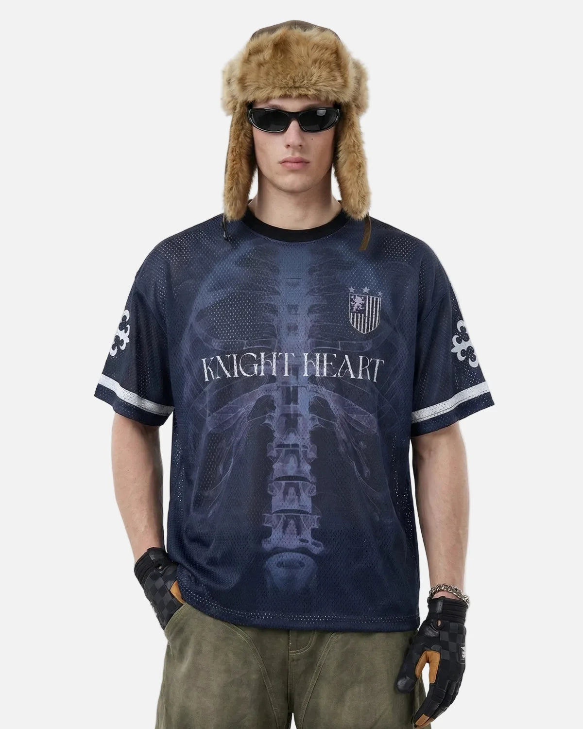 Omygoods X-Ray Skeleton Graphic Mesh Jersey