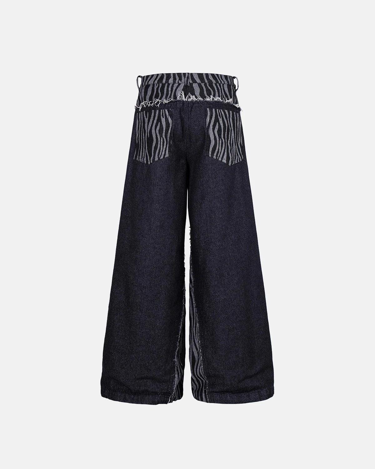 Omygoods Zebra Pattern Patchwork Baggy Jeans