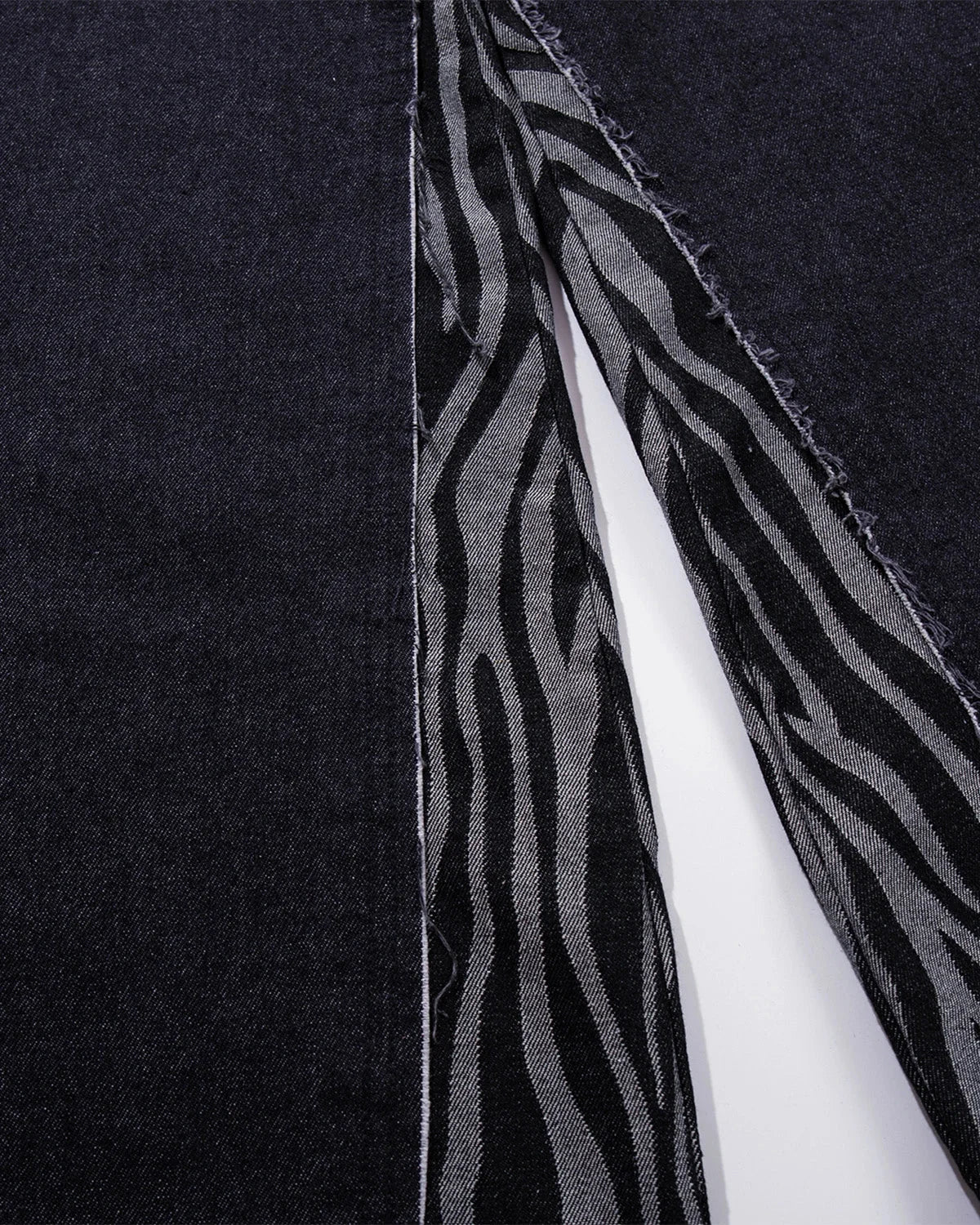 Omygoods Zebra Pattern Patchwork Baggy Jeans