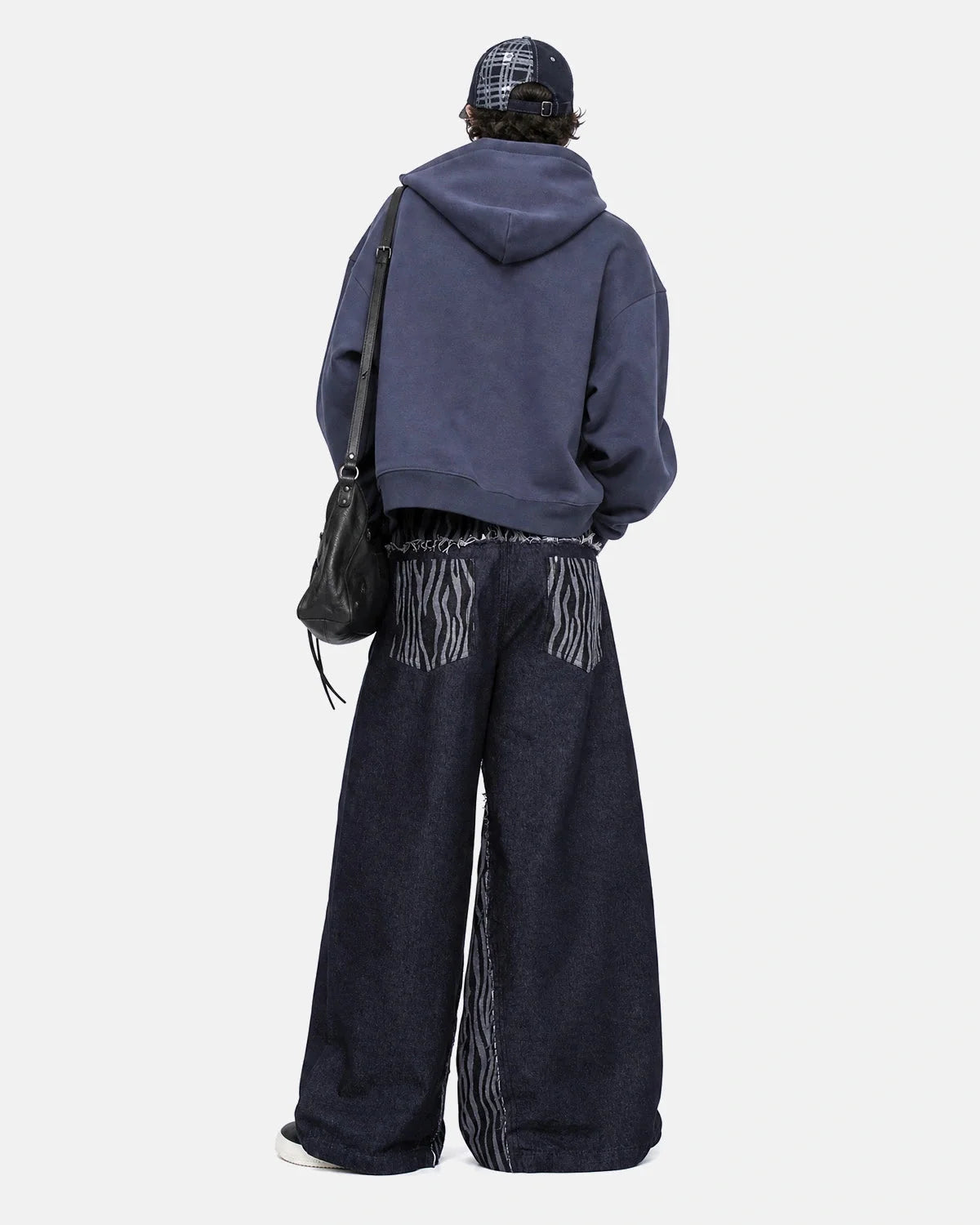 Omygoods Zebra Pattern Patchwork Baggy Jeans