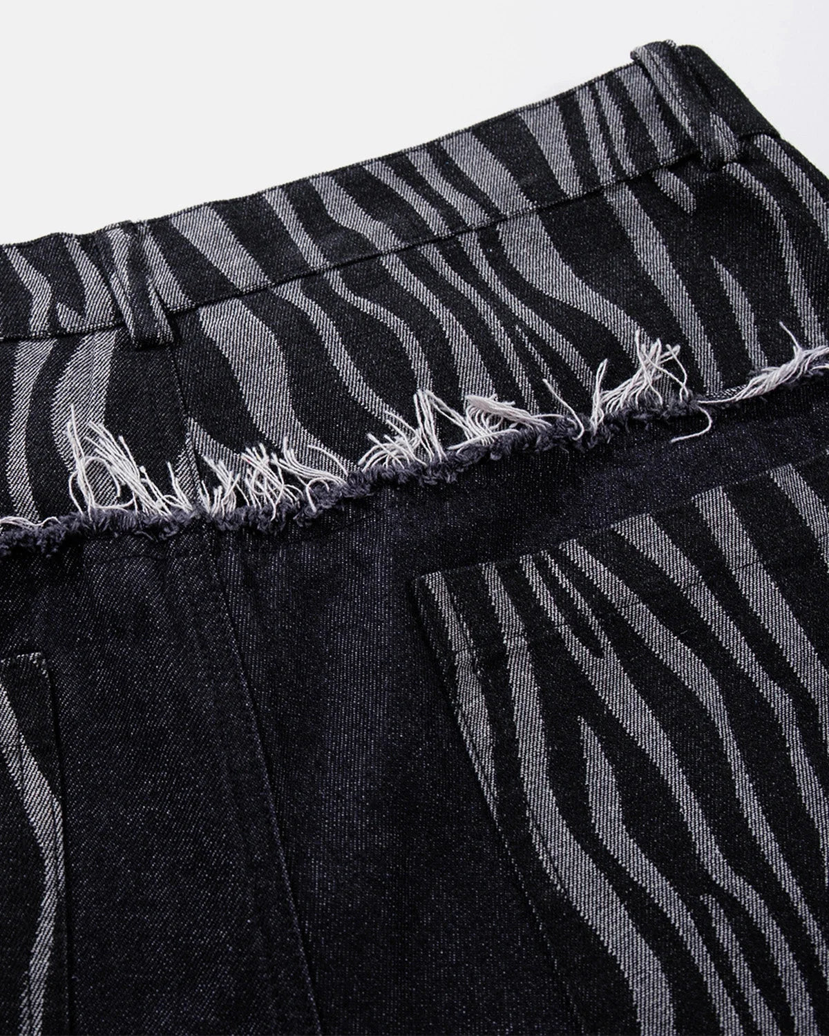Omygoods Zebra Pattern Patchwork Baggy Jeans