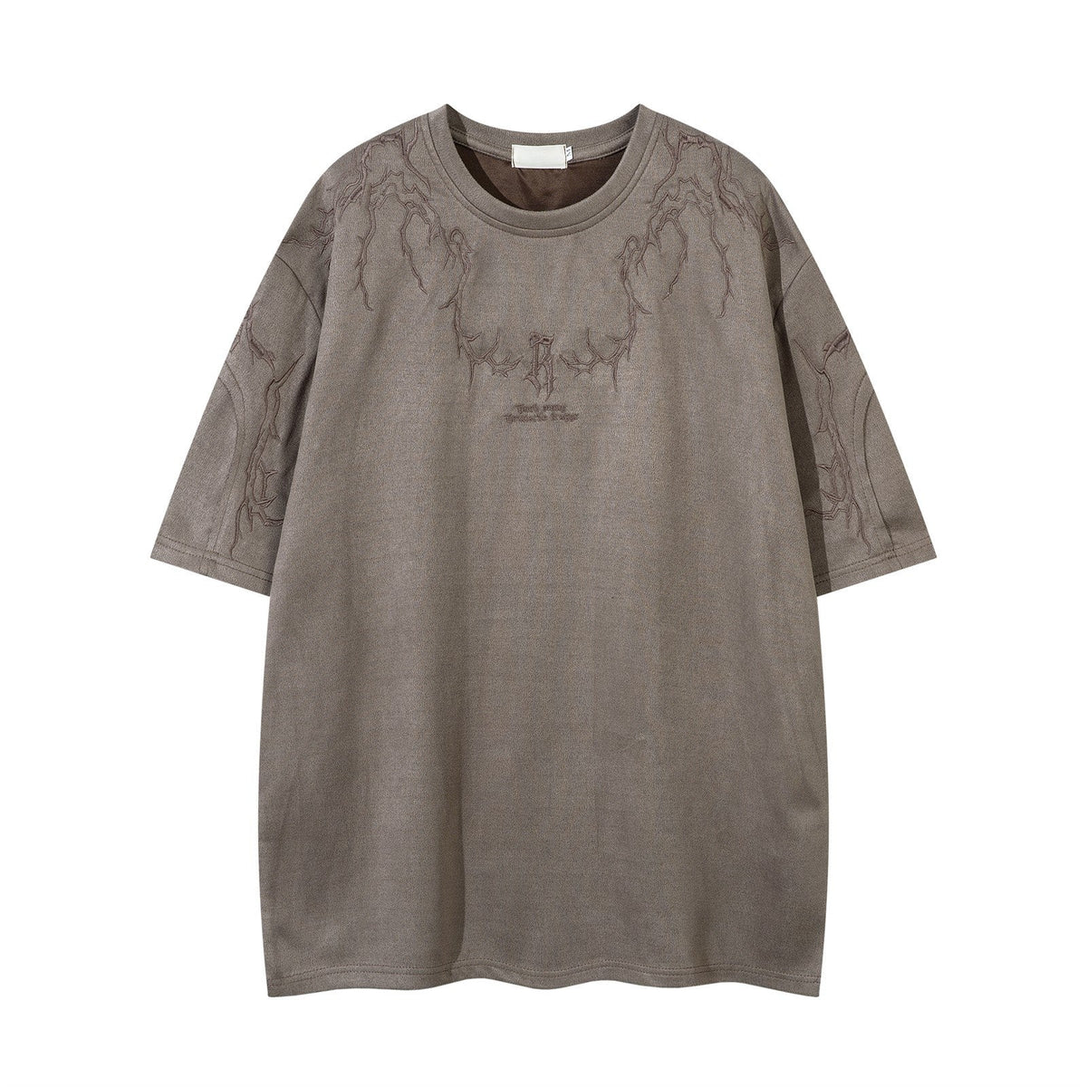 Thorn Embroidery Suede T-Shirt - Elevate Your Streetwear Game - OMYGOODS