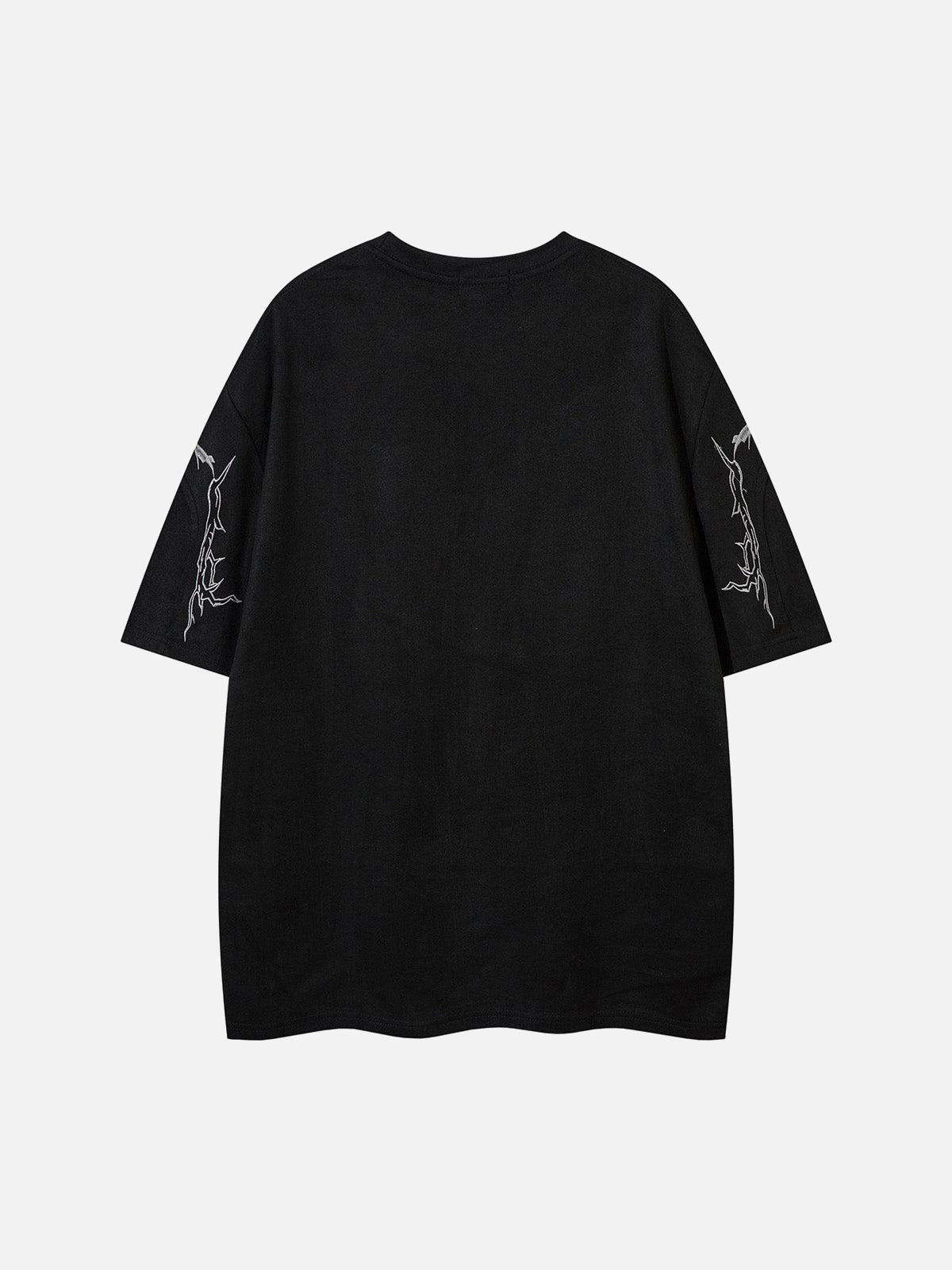Omygoods Thorn Embroidery Suede T-Shirt