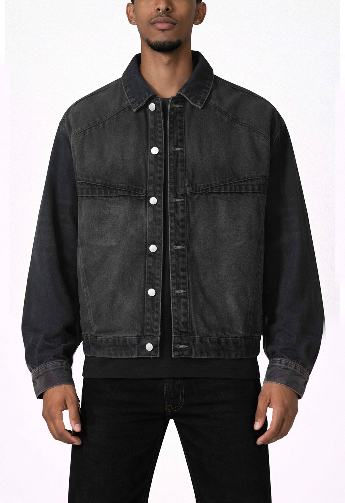 NOIR PATCHWORK WAXED DENIM JACKET