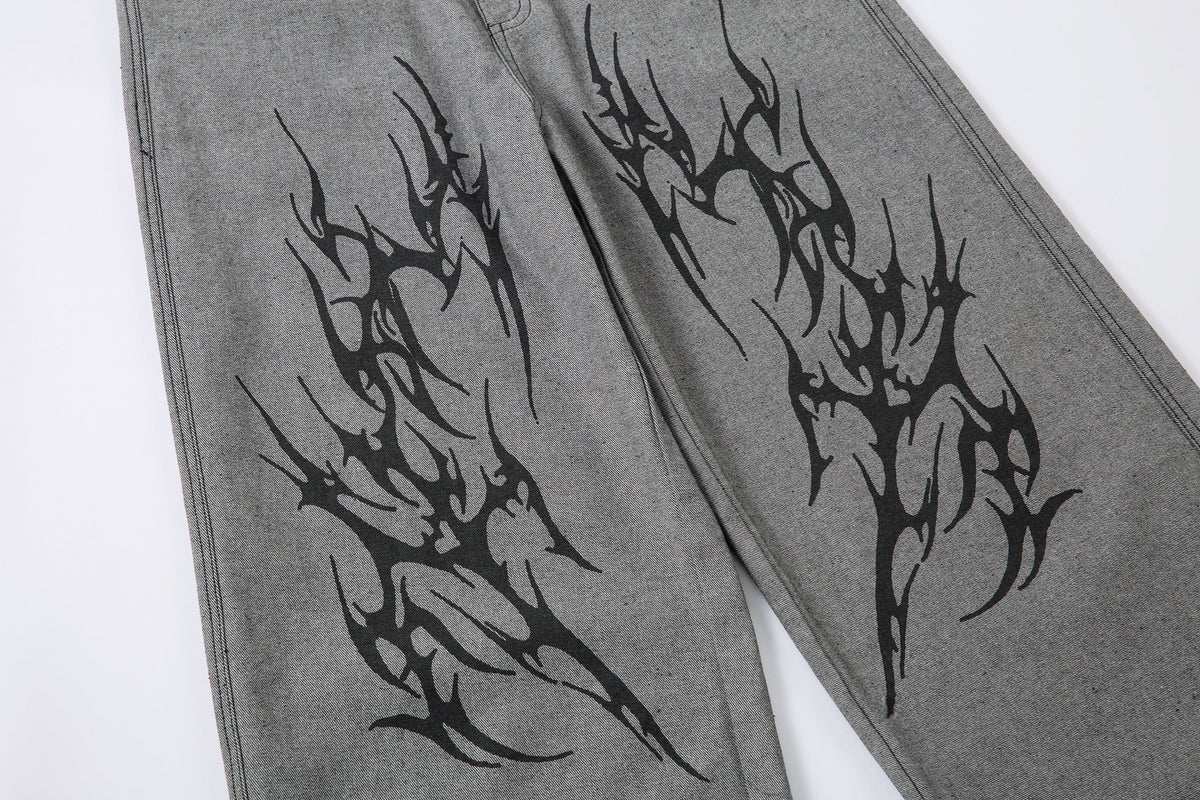 Tribal Flame Print | Baggy Jeans - OMYGOODS