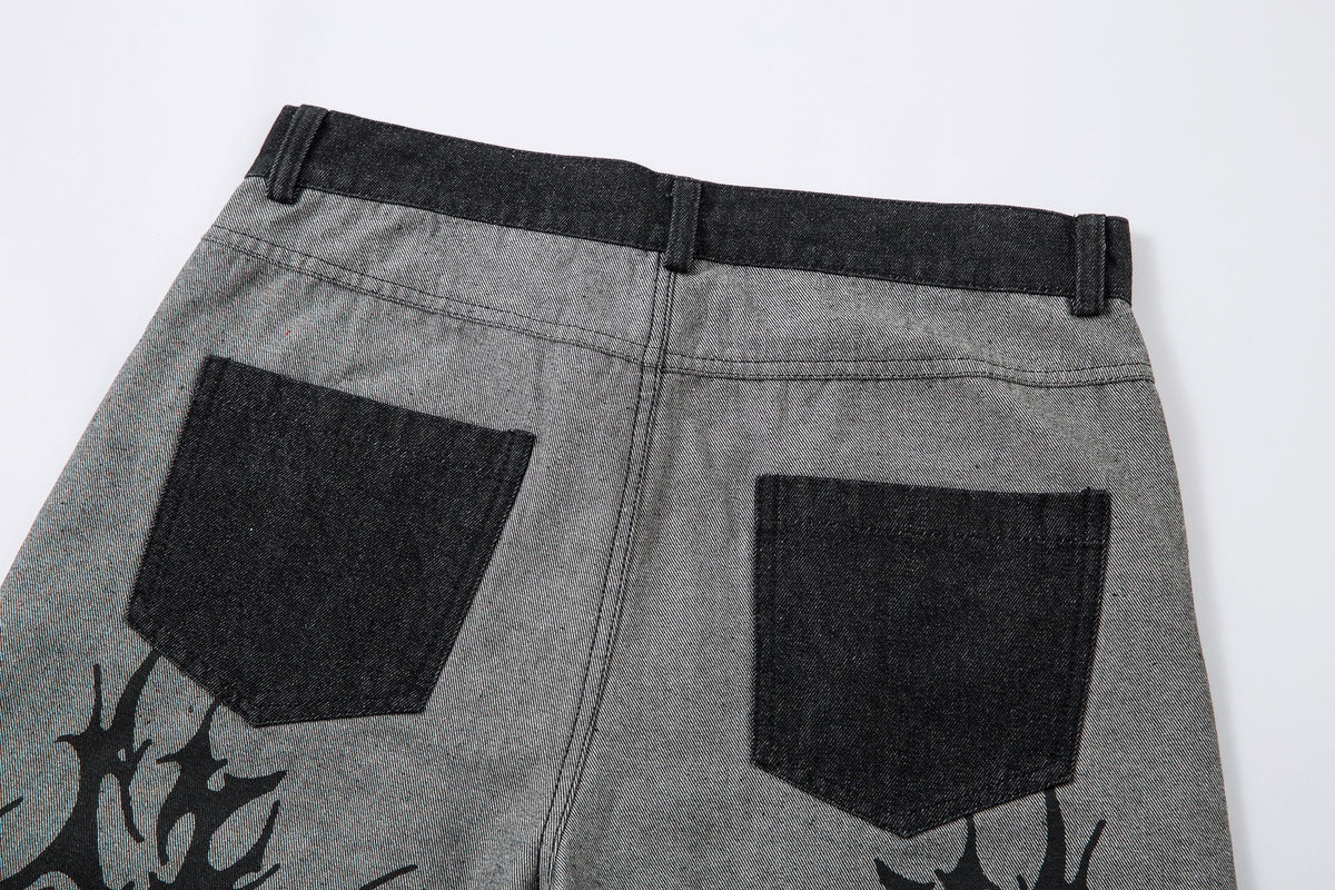Tribal Flame Print | Baggy Jeans - OMYGOODS