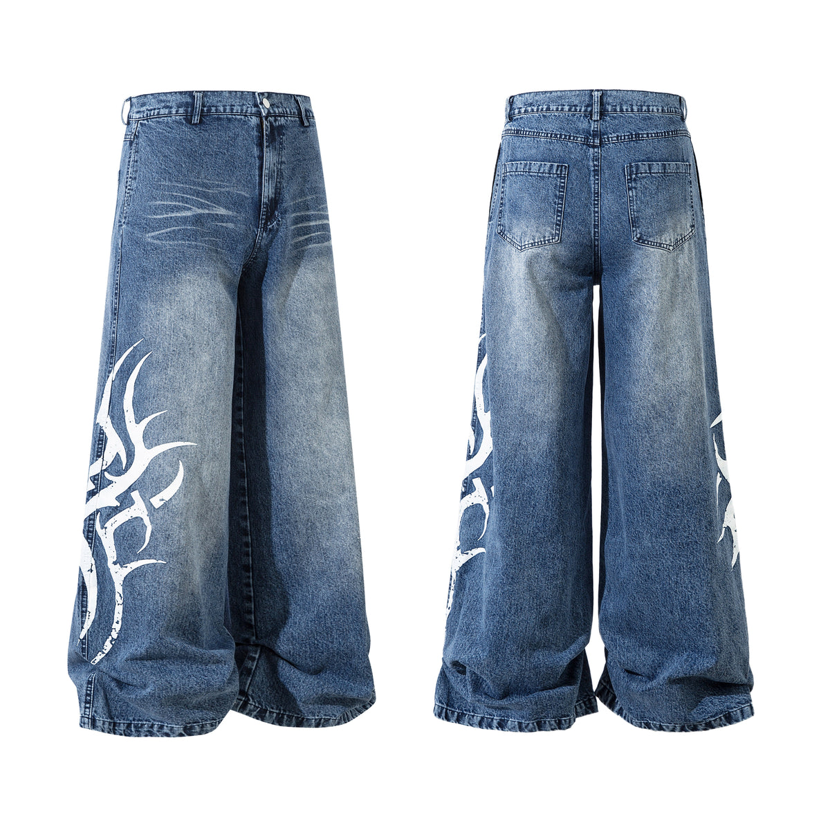 Tribal Print Washed | Baggy Jeans - OMYGOODS