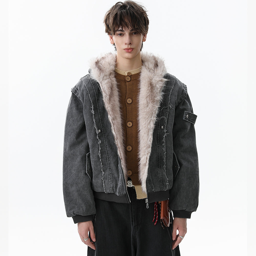 Vintage Distressed | Fur Winter Jacket - OMYGOODS