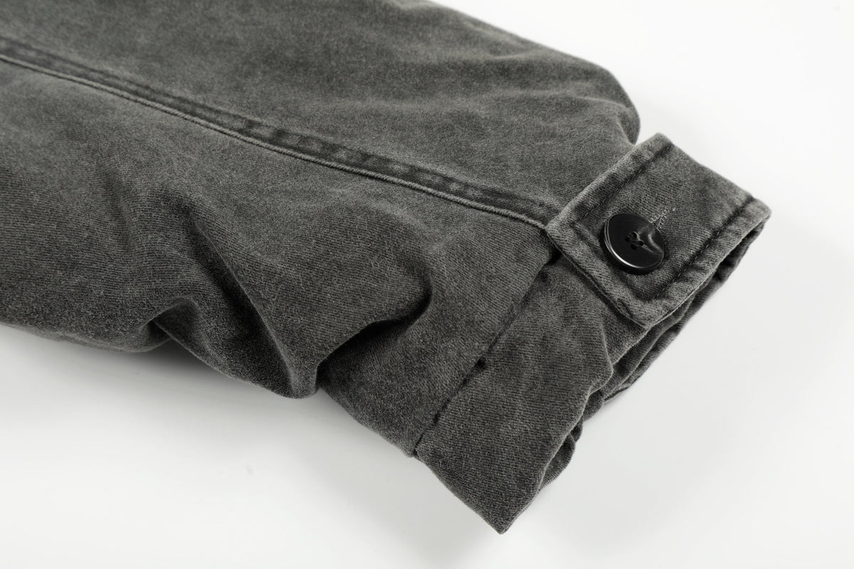 Vintage Distressed Pleated Shearling Collar Fleece Jacket - OMYGOODS