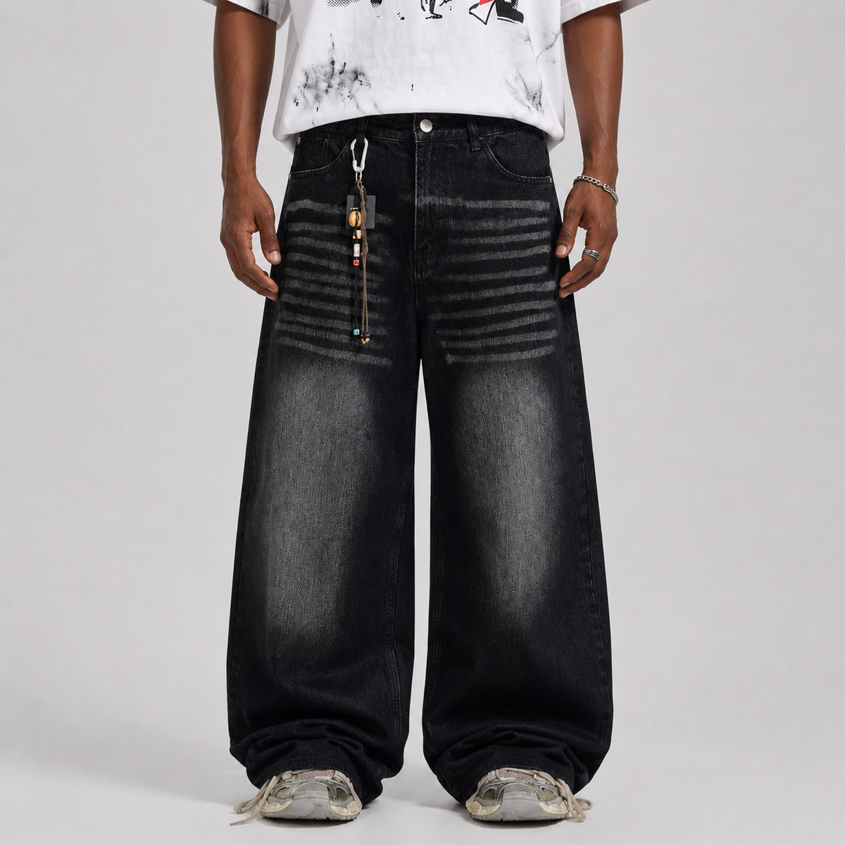 Vintage Embroidered Cross Washed Scimitar Jeans - OMYGOODS