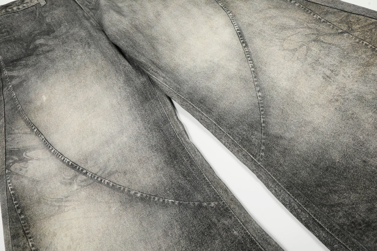 Vintage Heavy Distressed Washed Barrel Jeans - OMYGOODS