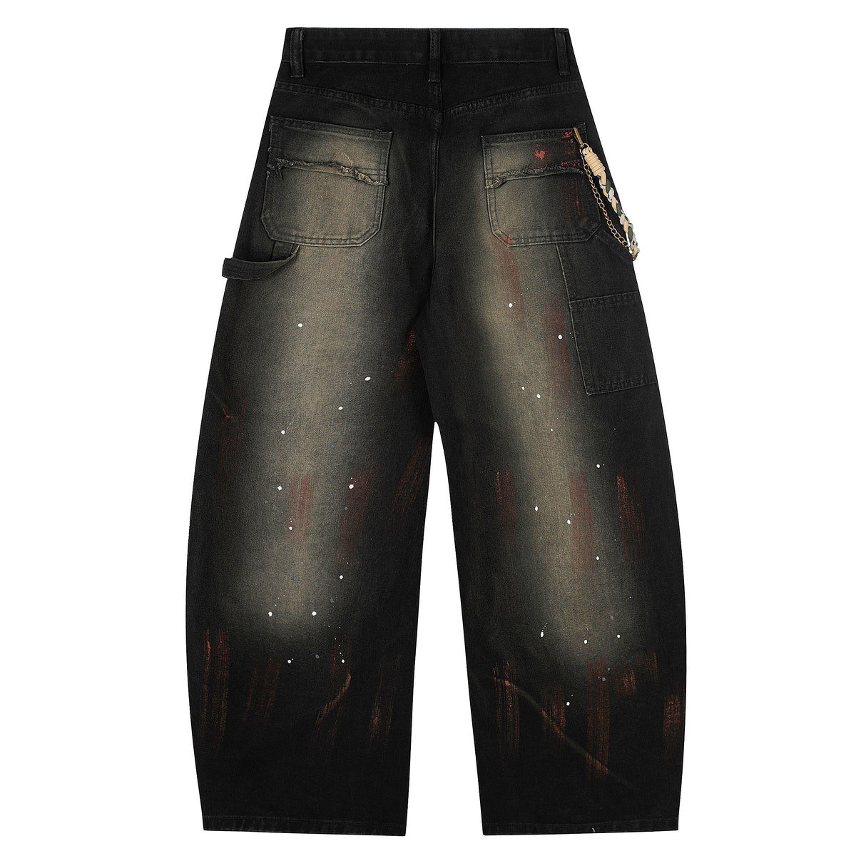 Vintage Inkjet Dirty Dye Washed Scimitar Distressed Jeans - OMYGOODS