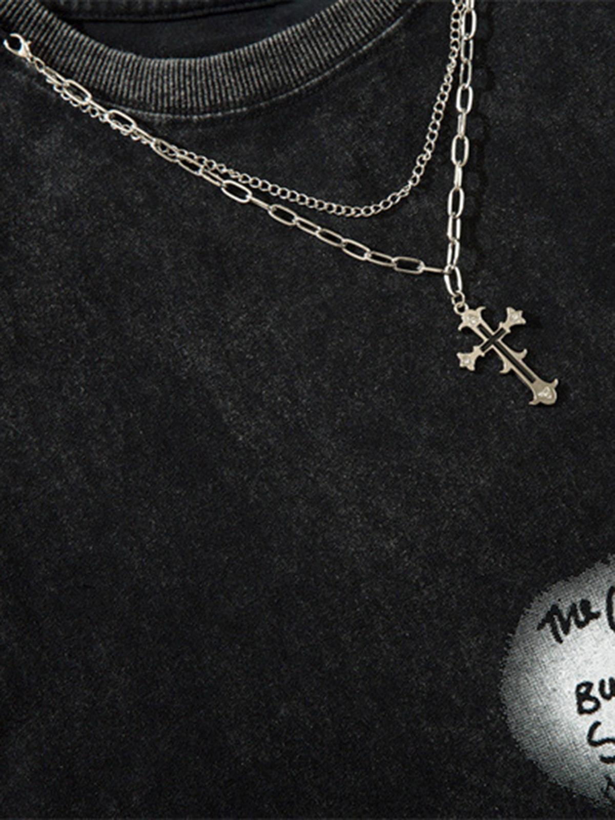 Omygoods Vintage Necklace Star Print Hip-Hop Tank Top