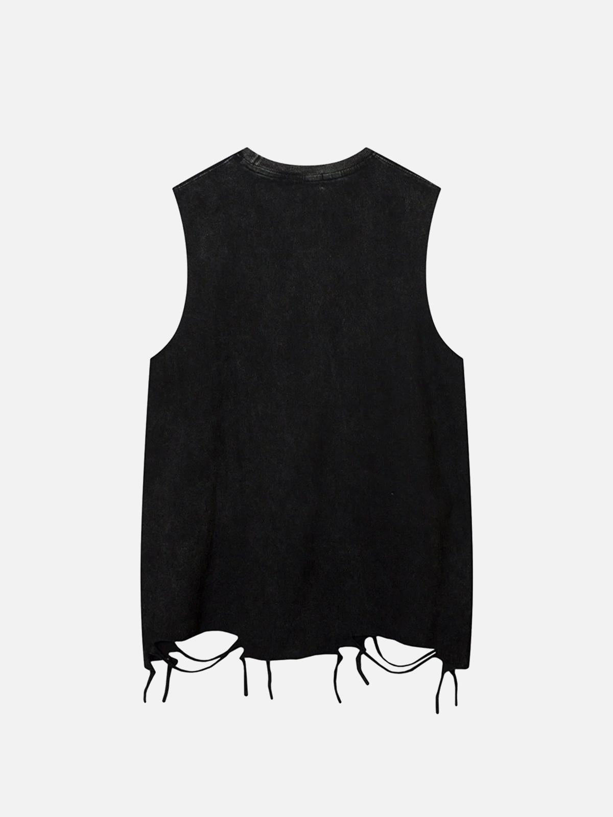Omygoods Vintage Necklace Star Print Hip-Hop Tank Top