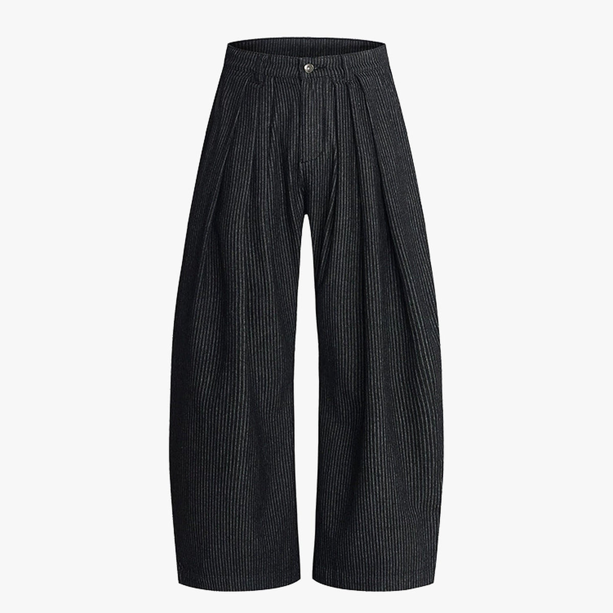 Vintage Pinstripe Pleated Wide-Leg Barrel Pants - OMYGOODS