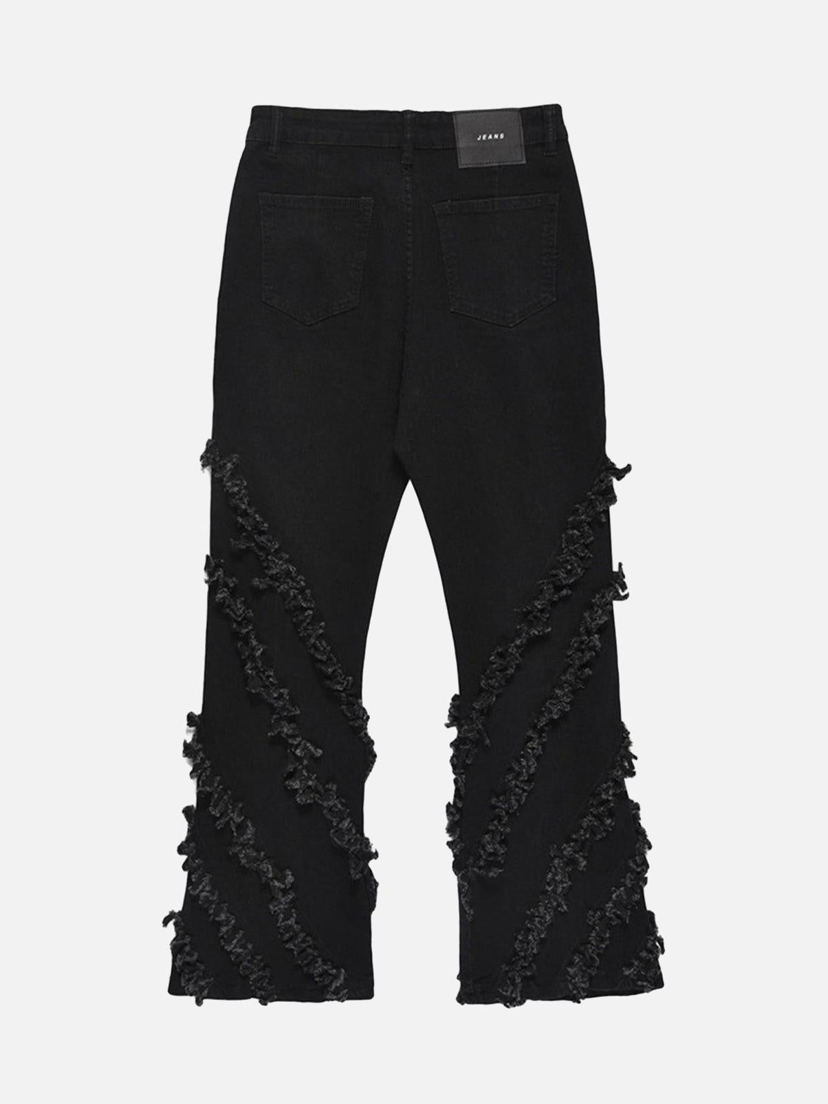 Omygoods Vintage Rough Edge Flared Jeans