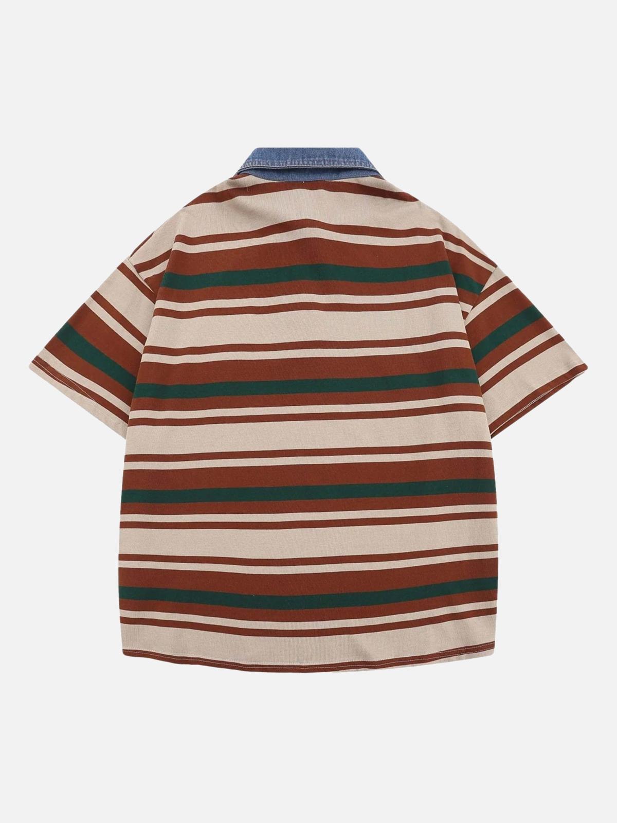 Omygoods Vintage Striped Polo Shirt