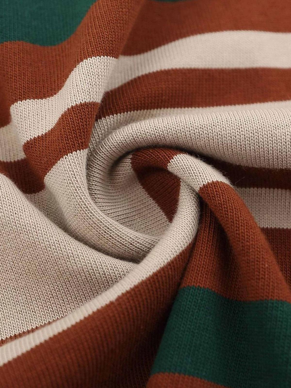 Omygoods Vintage Striped Polo Shirt