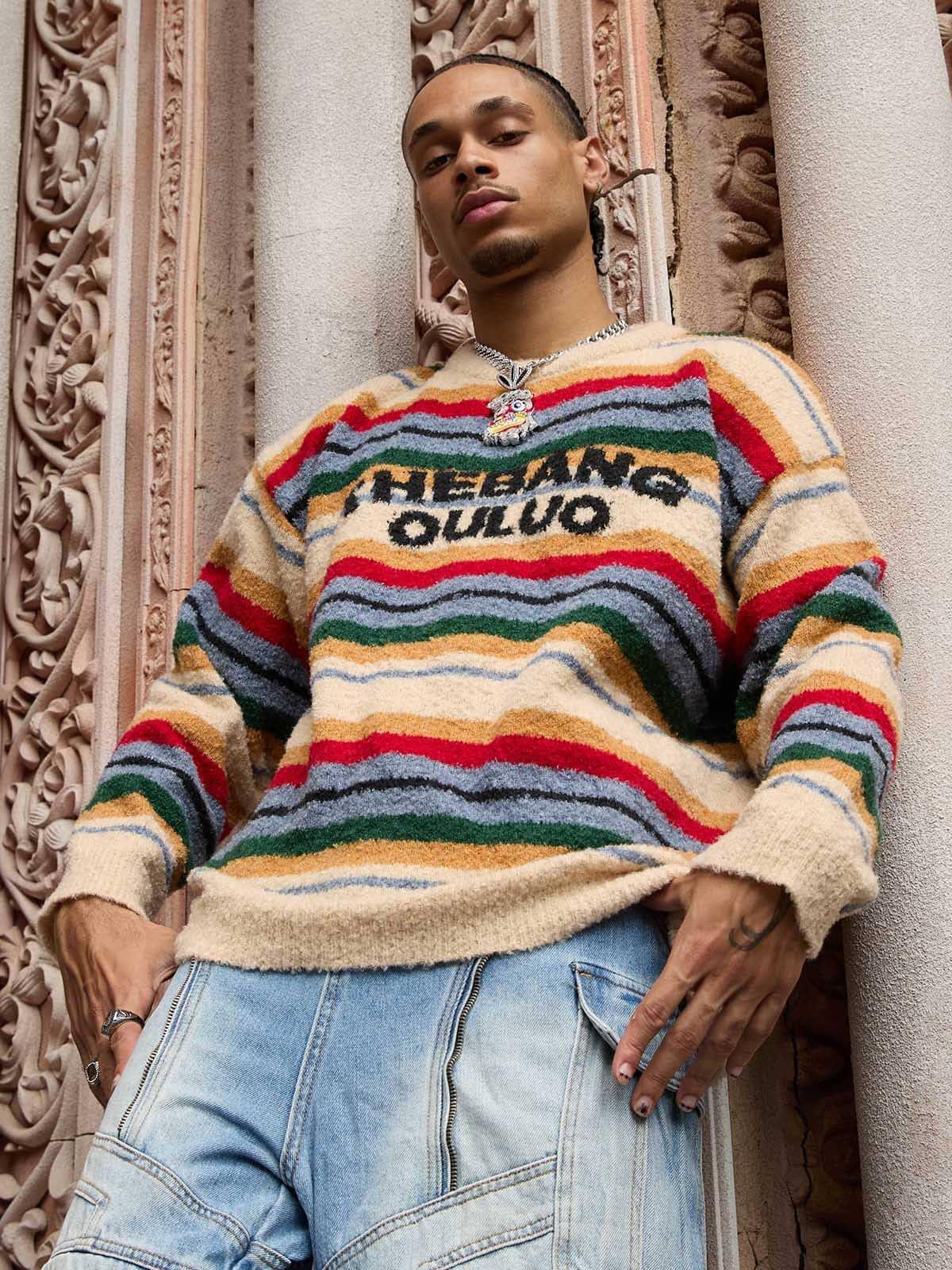 Omygoods Vintage Striped Sweater