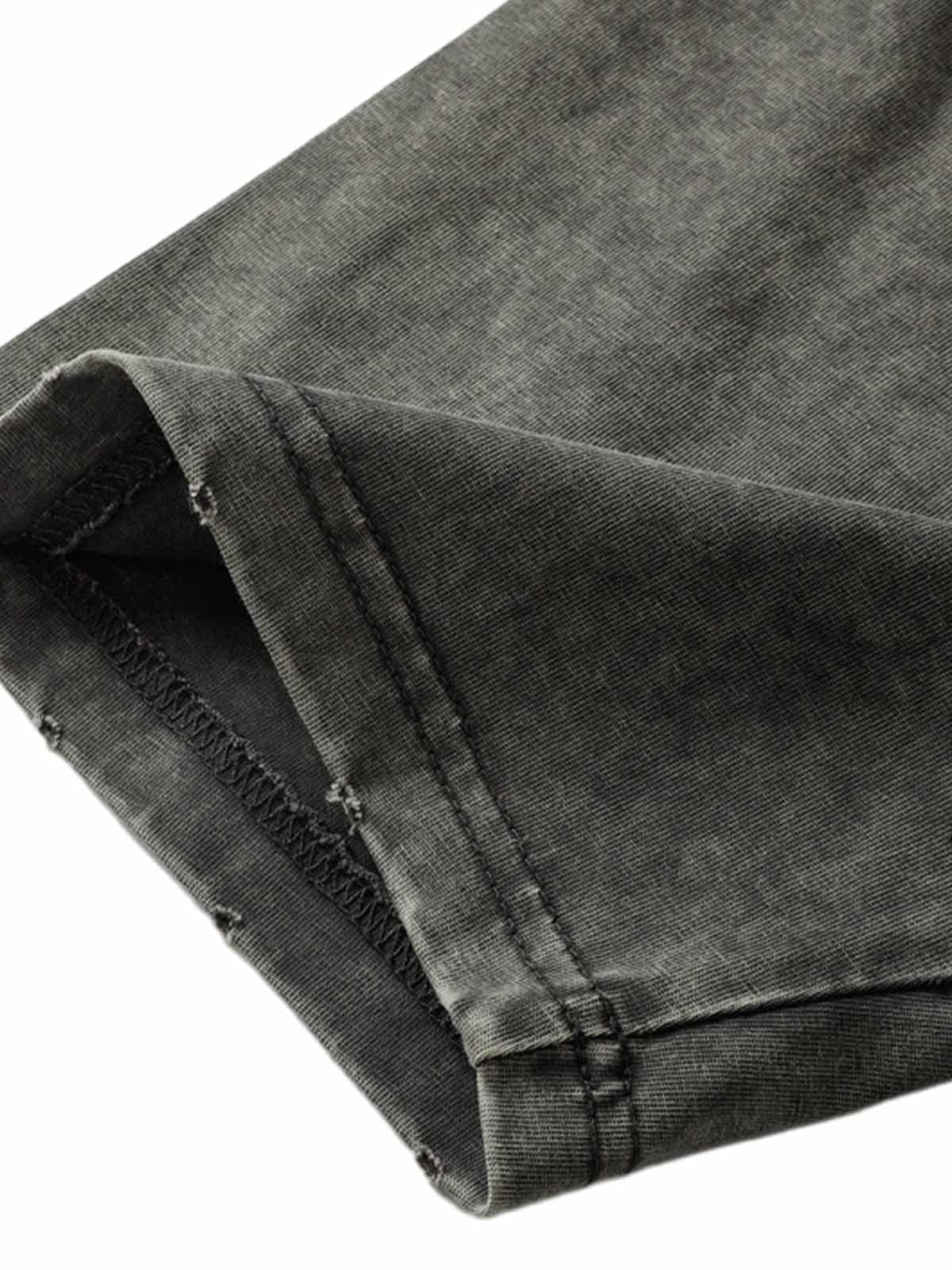 Omygoods Vintage Washed Multi-Pocket T-Shirt