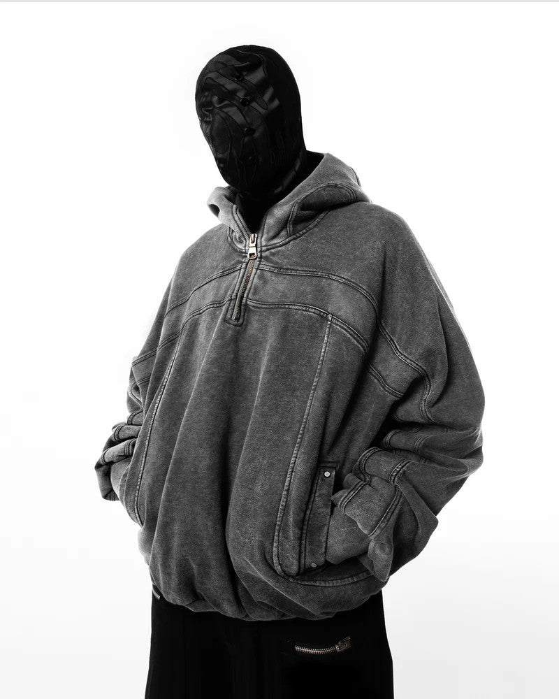 Vintage Washed Pullover | Spliced Streetwear Essential Hoodie - OMYGOODS