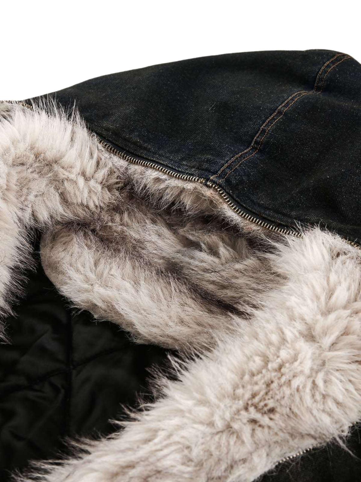 Omygoods Cotton Washed Fur Hooded Jacket