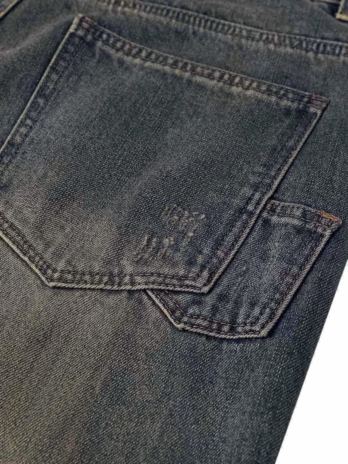 Omygoods Washed Dirty-Dye Straight Jeans