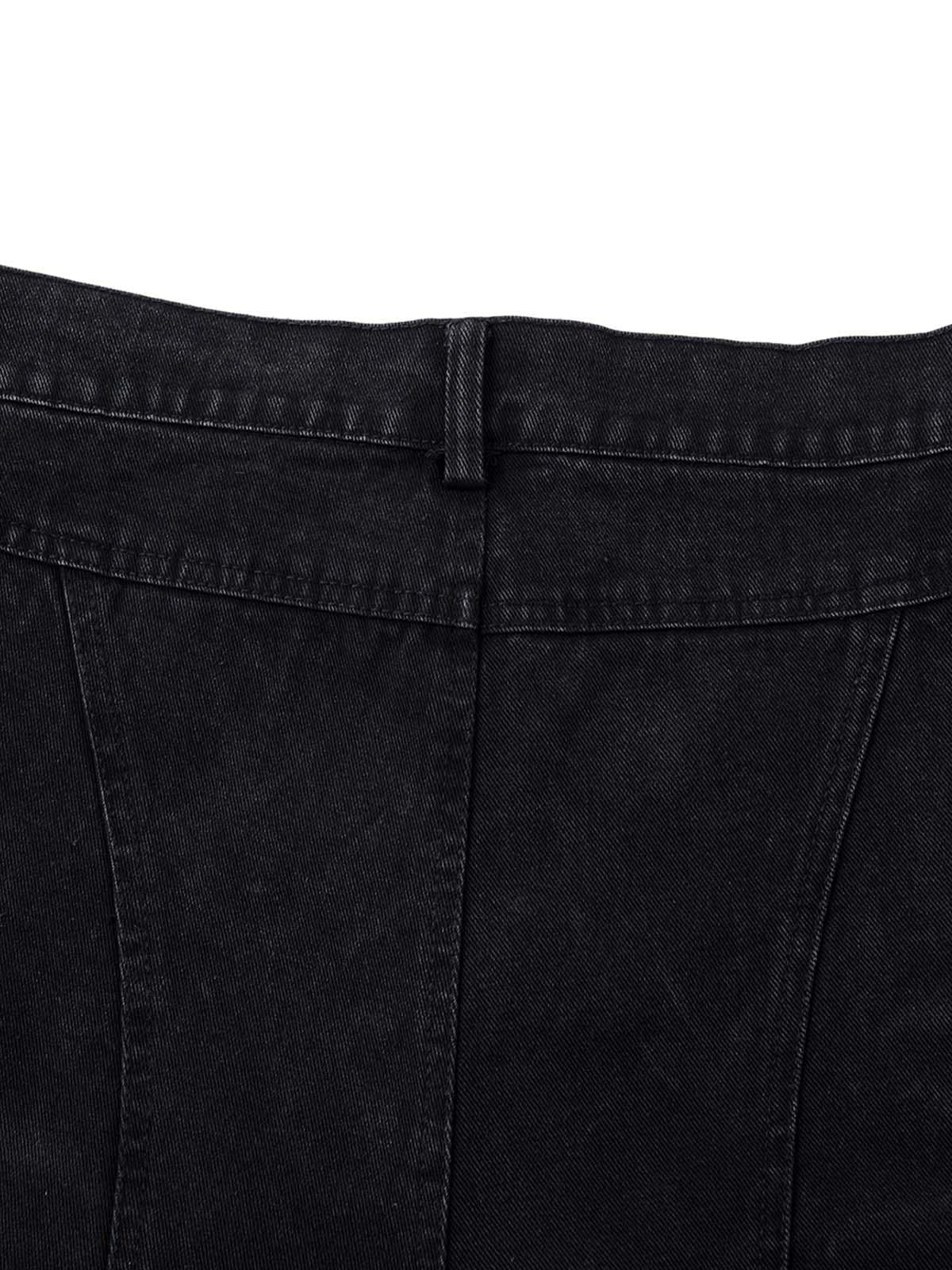 Omygoods Washed Distressed Multi-Pocket Cargo Jeans