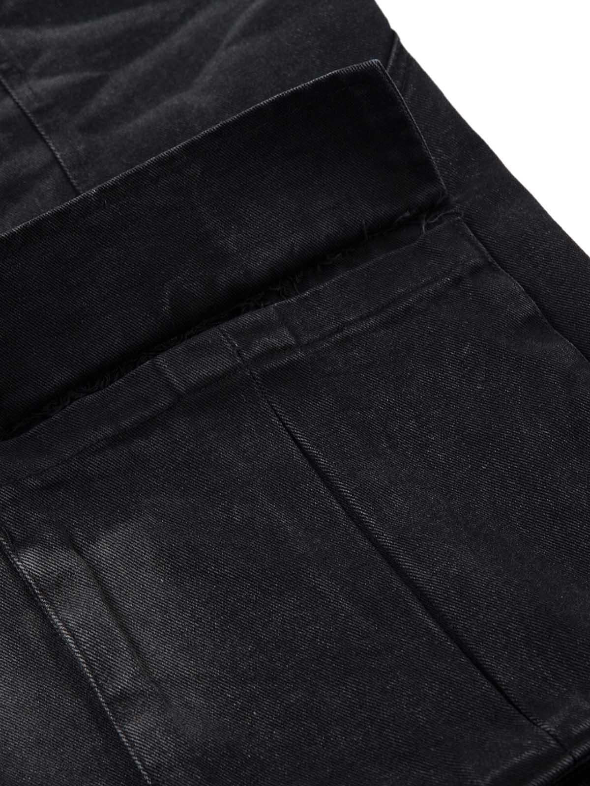 Omygoods Washed Distressed Multi-Pocket Cargo Jeans